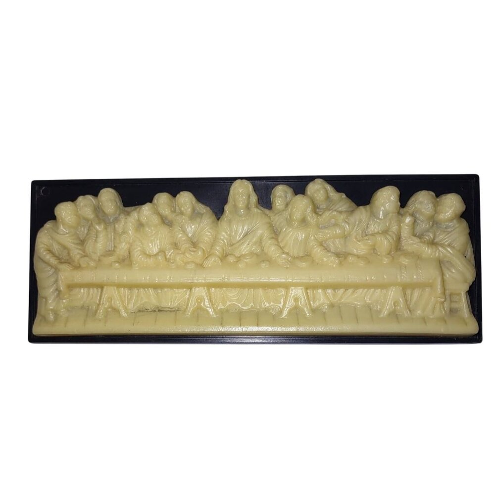 The Lords Supper Wall Plaque Beige Plastic On Black Jesus Christ & Disciples 6.5